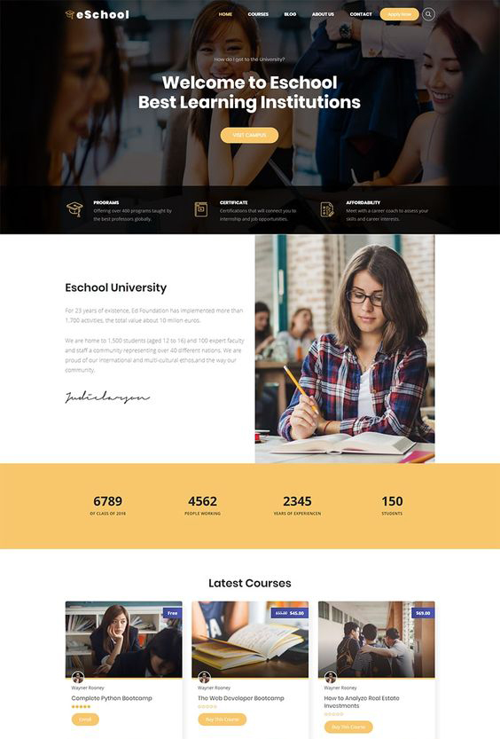 education website design 