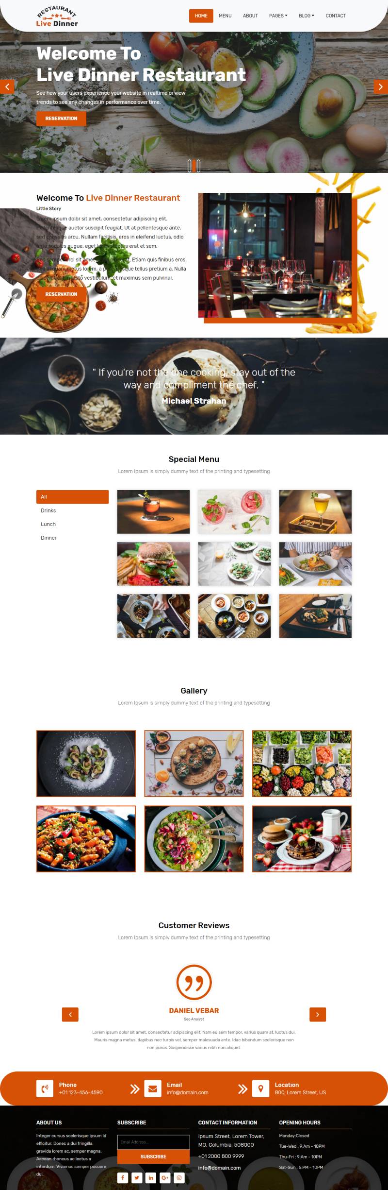 fast food design website template 