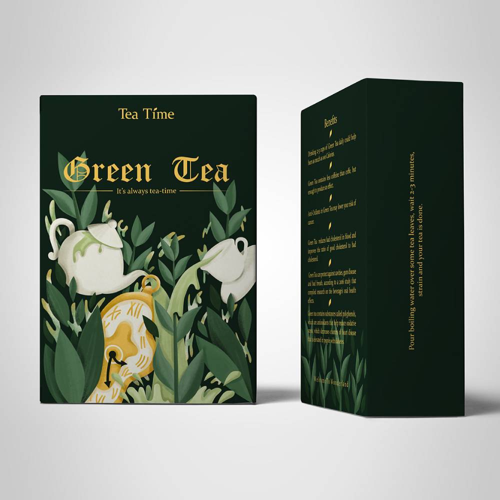 green tea box packaging design