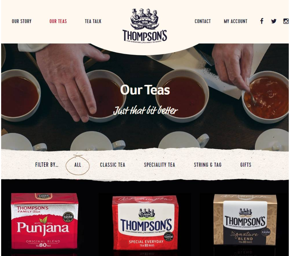 tea website design 