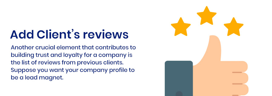 Add reviews from your clients