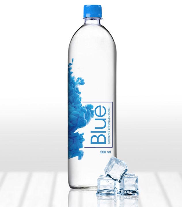 Blue water bottle label Design