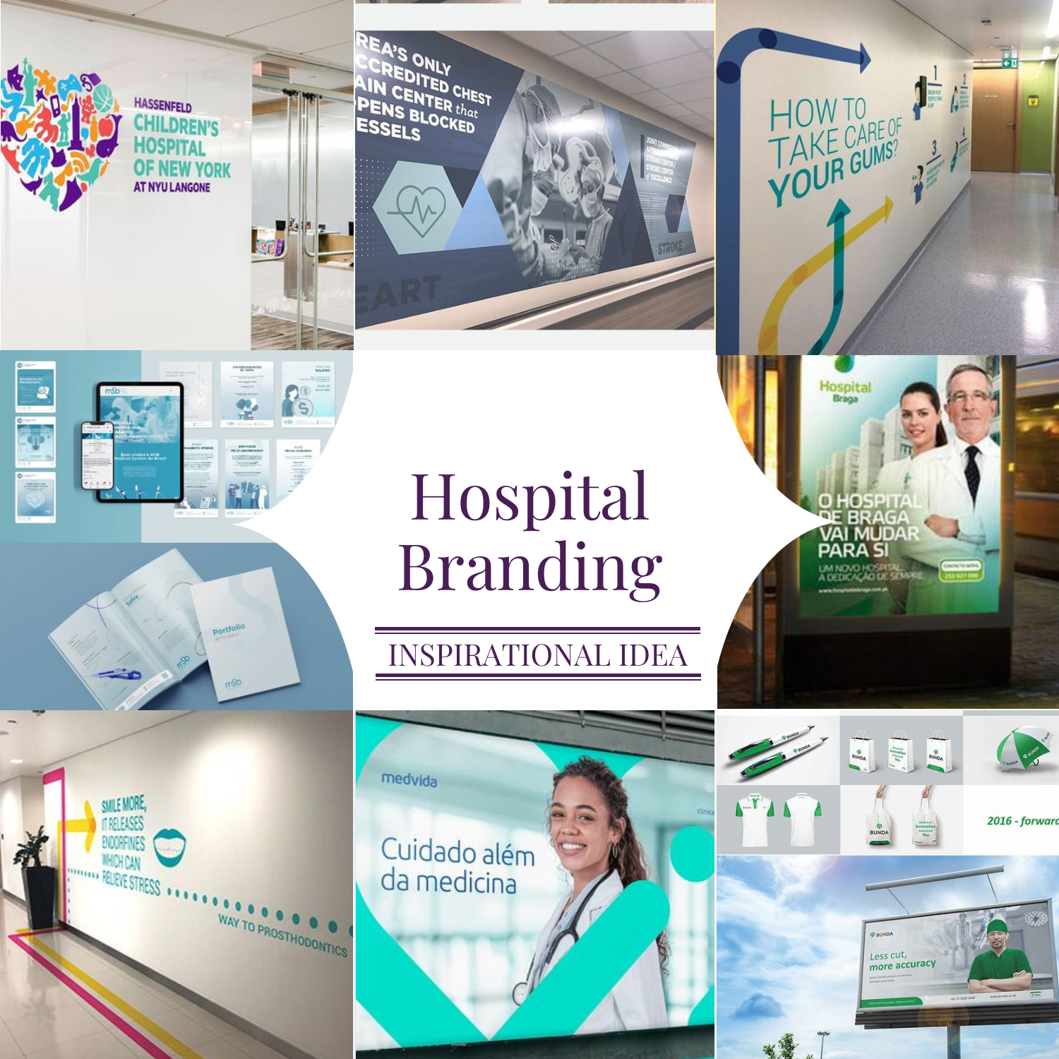 hospital branding image collage