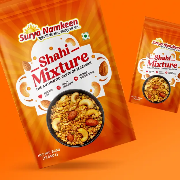 shahi namkeen snacks packaging design